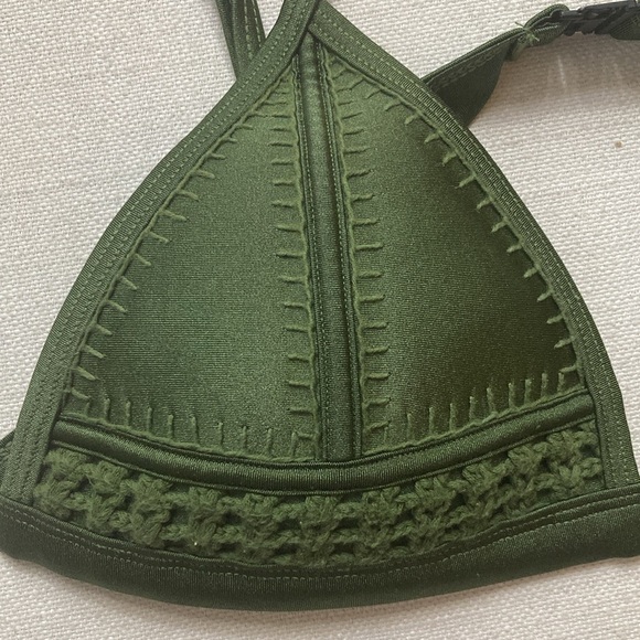 TRIANGL | Coco Crochet Neoprene Bikini Top in Green - Picture 4 of 16